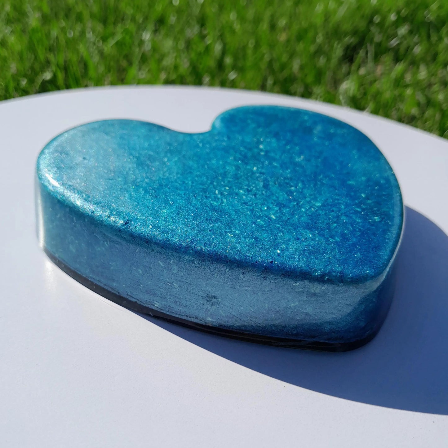 Corazón Orgonita Azul Cielo con Pigmentos de Mica- Protector 5G- Armonizador de Energía