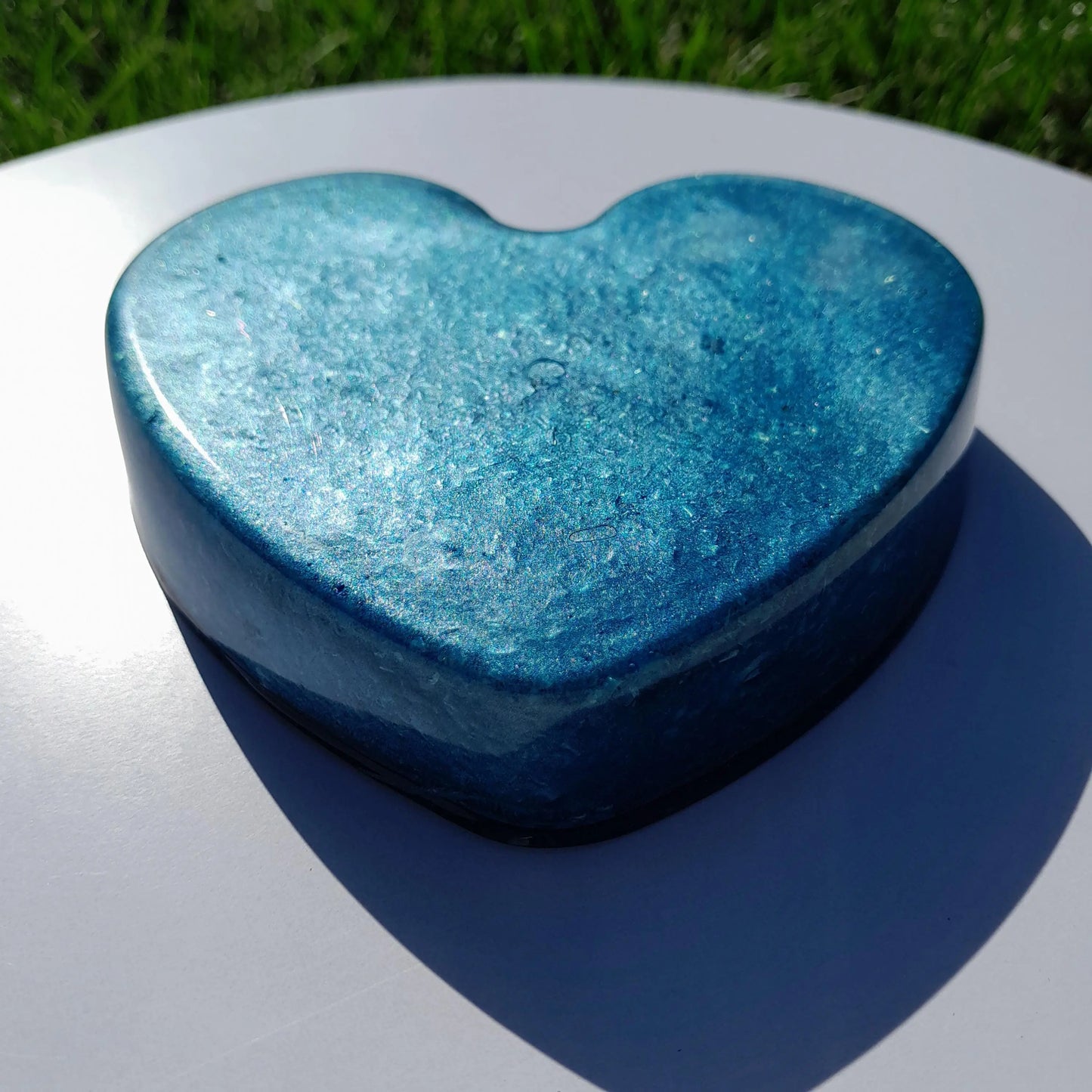 Corazón Orgonita Azul Cielo con Pigmentos de Mica- Protector 5G- Armonizador de Energía