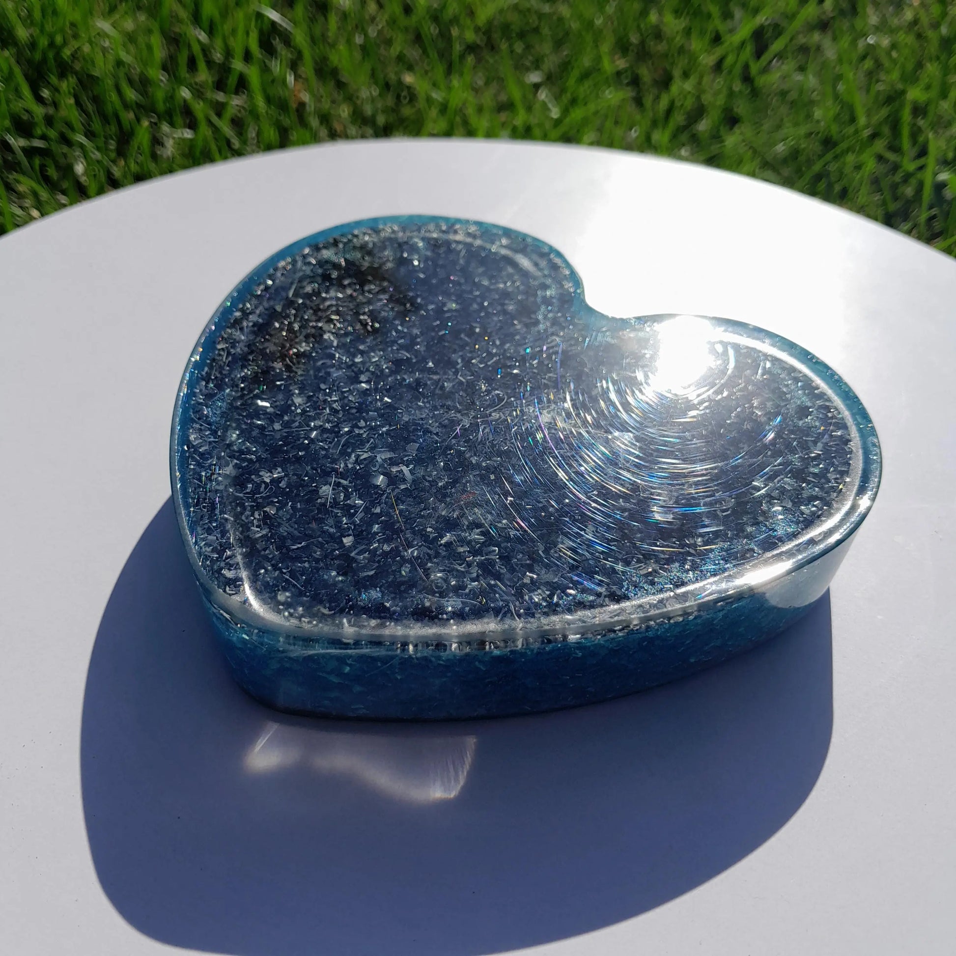 Corazón Orgonita Azul Cielo con Pigmentos de Mica- Protector 5G- Armonizador de Energía