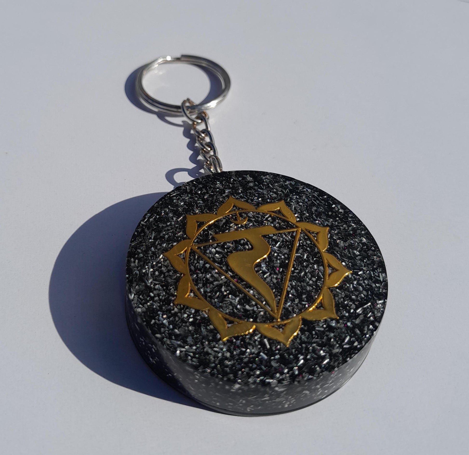 Llavero Orgonita Chakra Plexo Solar- Manipura- Protector 5G- Orgone Keychain