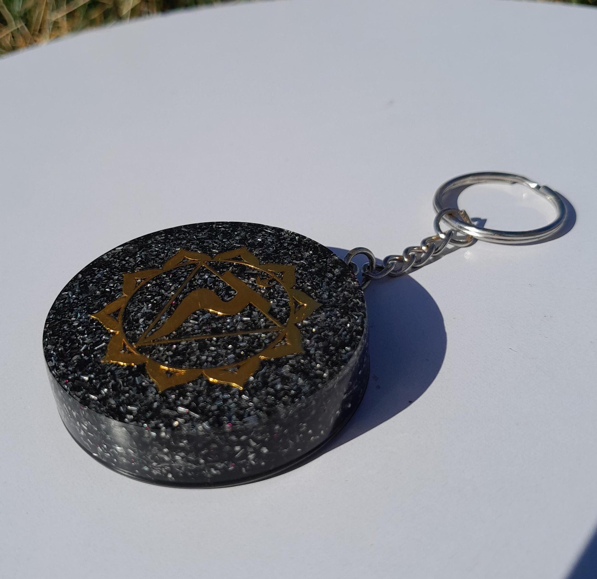 Llavero Orgonita Chakra Plexo Solar- Manipura- Protector 5G- Orgone Keychain