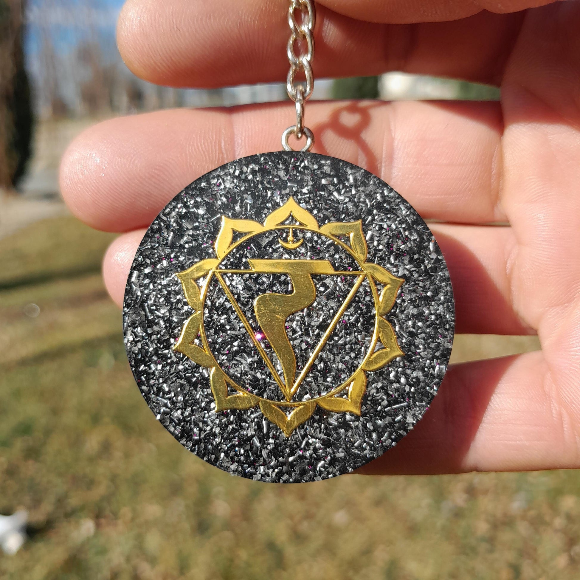 Llavero Orgonita Chakra Plexo Solar- Manipura- Protector 5G- Orgone Keychain