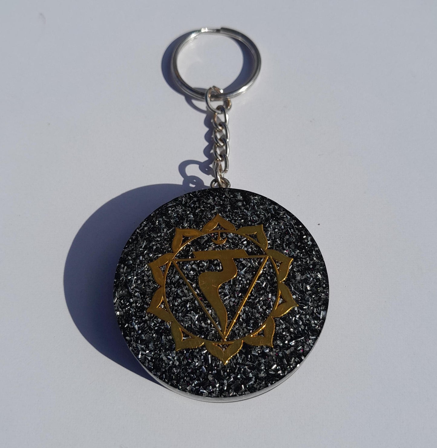 Llavero Orgonita Chakra Plexo Solar- Manipura- Protector 5G- Orgone Keychain