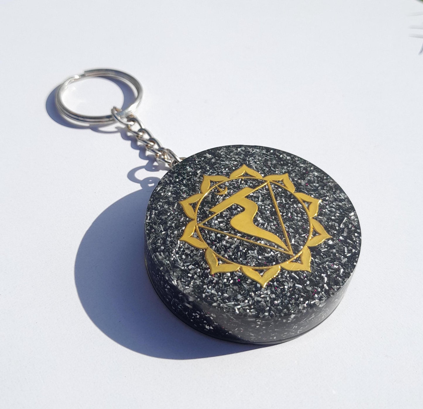 Llavero Orgonita Chakra Plexo Solar- Manipura- Protector 5G- Orgone Keychain