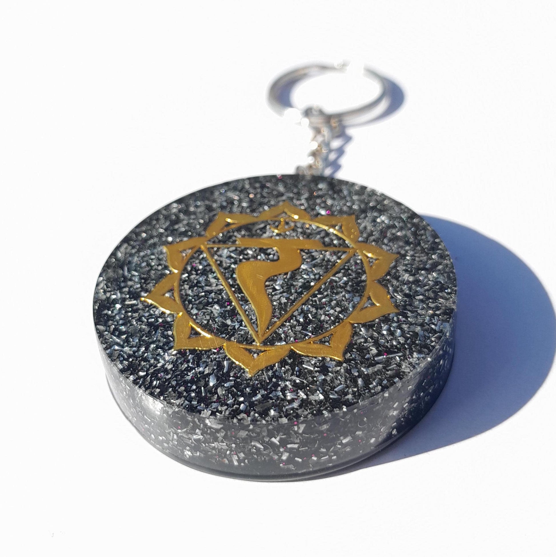 Llavero Orgonita Chakra Plexo Solar- Manipura- Protector 5G- Orgone Keychain