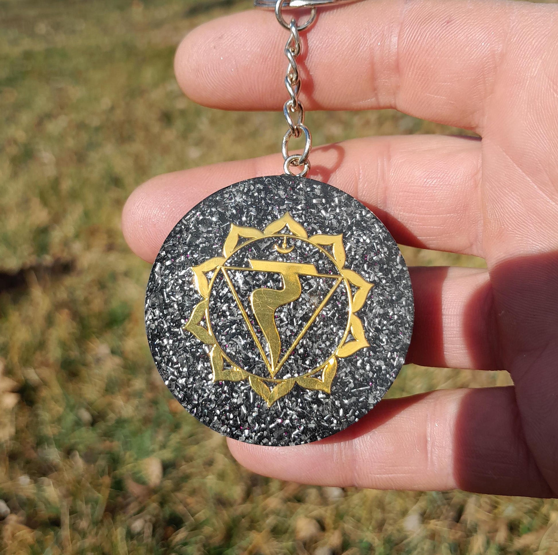 Llavero Orgonita Chakra Plexo Solar- Manipura- Protector 5G- Orgone Keychain