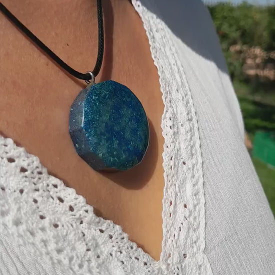 Colgante Orgonita Tonos Azules con Shunguita- Orgone Neckace