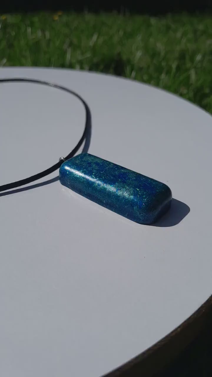 Colgante Orgonita Aguas Azules con Shunguita- Orgone Necklace